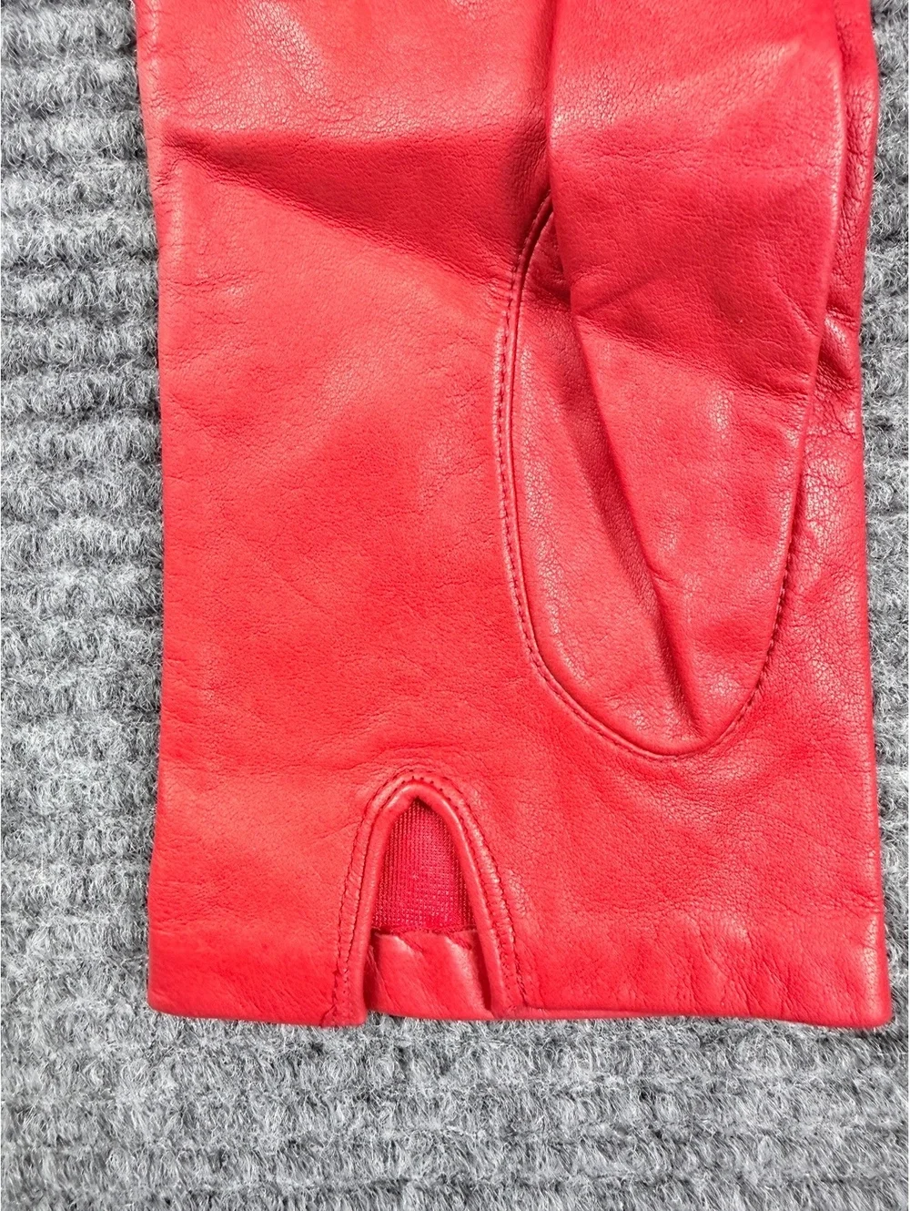 Vintage Red Leather Dress Gloves Size 8 Nylon Lined Women’s